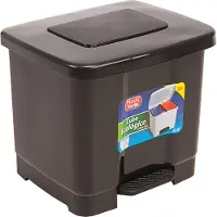 PlasticForte Pedaalemmer - 2-vaks - donkergrijs - 35L - 43 x 38 cm - Pedaalemmers