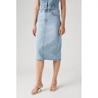 Levi's High Rise Back Slit Skirt Maat: W23 | Midi Rokken Outlet | Dames | Blauw