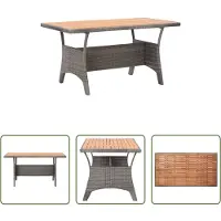 The Living Store Acacia Hout - Tuin Tafel - Tuintafel 120x70x66 cm massief acaciahout grijs - Buitentuin - Lounge Set - Outdoor Furniture