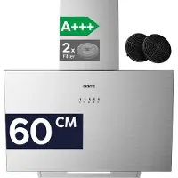 CIARRA Kopffreie Afzuigkap 60 cm, A+++, 674 m³/h, Vlakke Afzuigkap, Schuine Vorm, Recirculatie Afvoer, LED VMS6762A