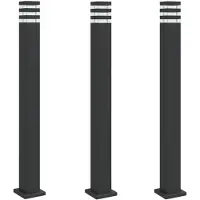 vidaXL Vloerlampen voor buiten 3 st 110 cm aluminium zwart