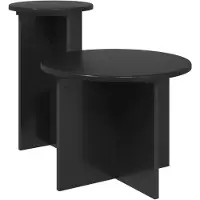 vidaXL Bijzettafelset 2 st Zwart eiken Ø 45 x 35 cm Bewerkt hout