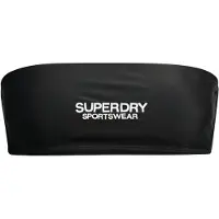 Superdry Dames Bandeau bikinitop met logo zwart (L), Strandkleding, Gerecycled polyester, Duurzaam W3010388A