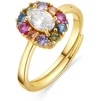 Luxenter Ring van 925 sterlingzilver en veelkleurige zirkonia met 18-karaats geelgoud afwerking - Mezay