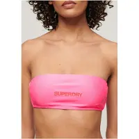 Superdry Dames Bandeau bikinitopje met roze logo (L), Strandkleding, Gerecycled polyester, Duurzaam W3010388A