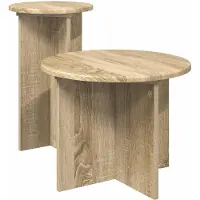 vidaXL Bijzettafelset 2 st Sonoma Eiken Ø 45 x 35 cm Bewerkt hout
