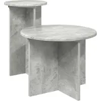 vidaXL Bijzettafelset 2 st Betongrijs Ø 45 x 35 cm Bewerkt hout