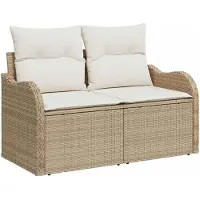 vidaXL Tuin Sofa met kussen Beige 121 x 62 x 69cm poly rattan