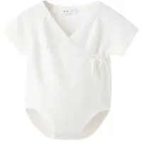 Mango romper - wit Jongens/Meisjes Katoen V-hals Effen - maat 56