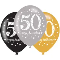 Amscan Ballonnen sparkling gold 50 jaar (goud zwart en zilver)