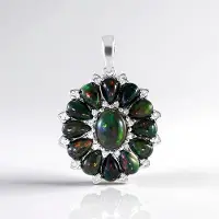 Cavill - Zilveren Hanger - 925 Sterling Zilver Geplatineerd - Mezezo Opaal 4.58 ct - Ovaal & Peervormige Cabochons - Luxe Druppelvorm