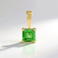 Cavill - Zilveren hanger met verguld 925 sterling zilver - Lemshuku Tsavoriet 0,617 ct - Groene edelsteen - Asscher geslepen - Elegante dameshanger
