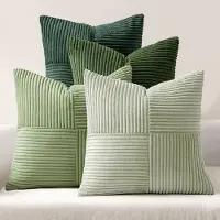 Famanu – Corduroy ribfluweel sofakussenhoezen set van 4 (50x50 cm) – moderne zachte sierkussenhoezen – groene serie
