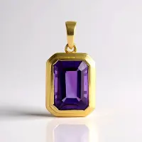Cavill - Hanger Sterling Zilver 18K Goud Verguld - 6,205 ct Marokkaanse Amethist - Achthoekig Trapgeslepen Edelsteen - Stijlvol & Duurzaam Sieraad