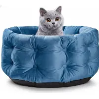 Famanu kattenbed voor kleine huisdieren – Rond, luxueus met een zachte uitstraling – Extra hoge randen