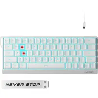 Eweadn DK63 Mechanisch Gaming Toetsenbord Draadloos 60% – RGB Gaming Keyboard – Rode Switches – Compact Mini Keyboard – Anti-Ghosting – Wit