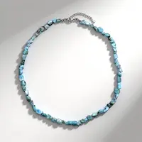 Cavill - Larimar Ketting 90 ct - 925 Sterling Zilver Rhodium - Verstelbare Zilveren Halsketting - Elegante Blauwe Larimar Sieraden