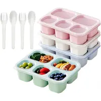 Famanu – Bento lunchbox, herbruikbare lunchbox voor en volwassenen met 5 vakken, inclusief