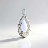 Cavill - Zilveren Hanger met 1,592 ct Welo Opaal en 0,44 ct Zirkonia - 925 Sterling Zilver Geplatineerd - Elegante Peervormige Druppel Sieraad