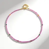 Cavill - Zilveren Halsketting - 925 Sterling Zilver Verguld - 29,463 ct Ceylon Roze Saffier & Mandarijn Granaat - Luxe Dames Sieraad