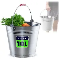 Kadax Zink emmer voor het opbergen, wateremmer van hoogwaardig roestvrij staal, robuuste tuinemmer, mortelemmer, poetsemmer, container voor het gieten van planten (10 liter)