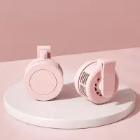 Snq Bladloze Mini Clip Fan - Voor Hals En Taille - Handenvrij - Usb Oplaadbaar - 3 Snelheden - Stil - 360° Verstelbaar - Roze - Afmeting 8x6.5x6 cm
