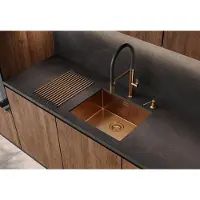 Ausmann Mosel Combinatieset Spoelbak PVD Koper 50x40 cm met Keukenkraan, Zeepdispenser en Rolmat 1208972563