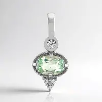 Cavill - Zilveren Hanger - 925 Sterling Zilver Gerhodineerd - Braziliaanse Amblygoniet 0,38 ct - Tanzanische Zirkonia 0,06 ct - Modern