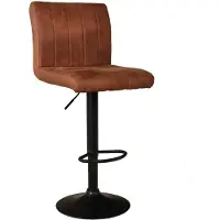Lizzely Garden & Living SET DEAL: 2 stuks Barkruk Anel met rugleuning: cognac microvezel met zwart onderstel barstoel