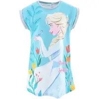Disney Frozen Nachthemd - Korte Mouw - Katoen - Grijs/Blauw - Maat 122/128 - 8 Jaar