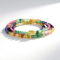 Cavill - Zilveren Armband 925 Sterling - 18K Goud Verguld - Citrien 5.13 ct & Roze Toermalijn 24.78 ct - Luxe Dames 80 cm