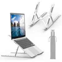 Famanu - Dubbele verticale laptopstand aluminium ruimtebesparende houder voor laptops