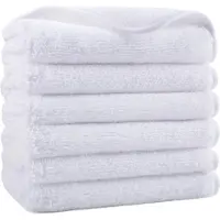 Famanu - Premium microvezel washanddoek – niet-pluizend – 6 stuks – wit – 33 x 33 cm