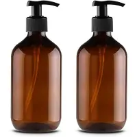 Famanu – Navulbare pompflessen 500 ml voor lotion en shampoo – Set van 2 – Bruin