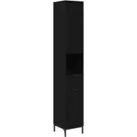 vidaXL Badkamerkast Zwart 31,5 x 33 x 190 cm Bewerkt hout, Metaal