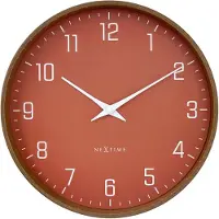 Nextime Wandklok 30cm-Stil-Donker houtpatroon/Klei-Plastic-'Lyra'