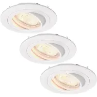 LEDVION - 3X LED Inbouwspot Tokyo - Wit - Dimbaar - 3W - 2700K - Ø92 mm