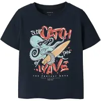 Name it MINI T-shirt donkerblauw Jongens Stretchkatoen Ronde hals Printopdruk - maat 92