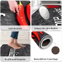 Markenlos – Loper voor in de gang - tapijt - antislip - wasbaar - vuilafstotend - absorberend - keukentapijt - onderhoudsvriendelijk - voor keuken - binnen - woonkamer - zwart