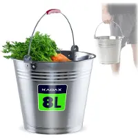 Kadax Zink emmer voor het opbergen, wateremmer van hoogwaardig roestvrij staal, robuuste tuinemmer, mortelemmer, poetsemmer, houder voor het gieten van planten (8 liter)