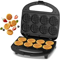 YASHE mini-wafelijzer - 750 W - 8 miniwafels - zwart