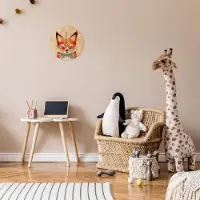 Famanu - Wandklok met vosontwerp in aquarelstijl, decoratief voor kinderkamer