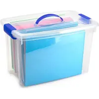 PlasticForte Opslagbox - met deksel - transparant blauw - 22 liter - 28 x 45 x 28 cm - kunststof - opbergdoos - opbergen