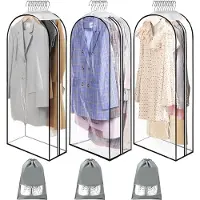 Markenlos Kledingbeschermhoezen, hoge capaciteit - 6 stuks, transparant, met rits, 110 x 60 x 25 cm