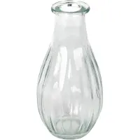 Famanu - Clear Glass Bud Vaas voor bloemen, stijlvolle enkele steel elegante bruiloft tafel middenstuk decoraties vensterbank decor, tuinfeesten, zomer dineren, mantel styling en cadeau 14cm