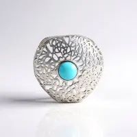 Cavill - Zilveren Hanger 925 Sterling Gerhodineerd met Sleeping Beauty Turkoois 1,17 ct Ronde Cabochon Blauw - Monosono Collectie Elegante Sieraden
