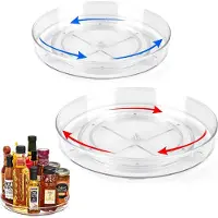 Markenlos Lazy Susan set, 2 stuks, 23,5 + 27 cm, transparante organizers voor keuken en koelkast