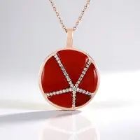 Cavill - Zilveren halsketting 925 sterling - Roségoud verguld - Carneool fancy cabochon 11,855 ct - Handgemaakt - Zirkonia sieraden dames