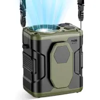 Snq Draagbare heupventilator – 10000mAh – Mini oplaadbare heupventilator – Met verlichting – Geschikt voor buitenwerk, kamperen en reizen – Groen
