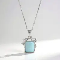 Cavill - Zilveren halsketting met 4 43 ct Larimar en 2 hemelsblauwe topaas 925 Sterling zilver - Gerhodineerd - Elegant & tijdloos